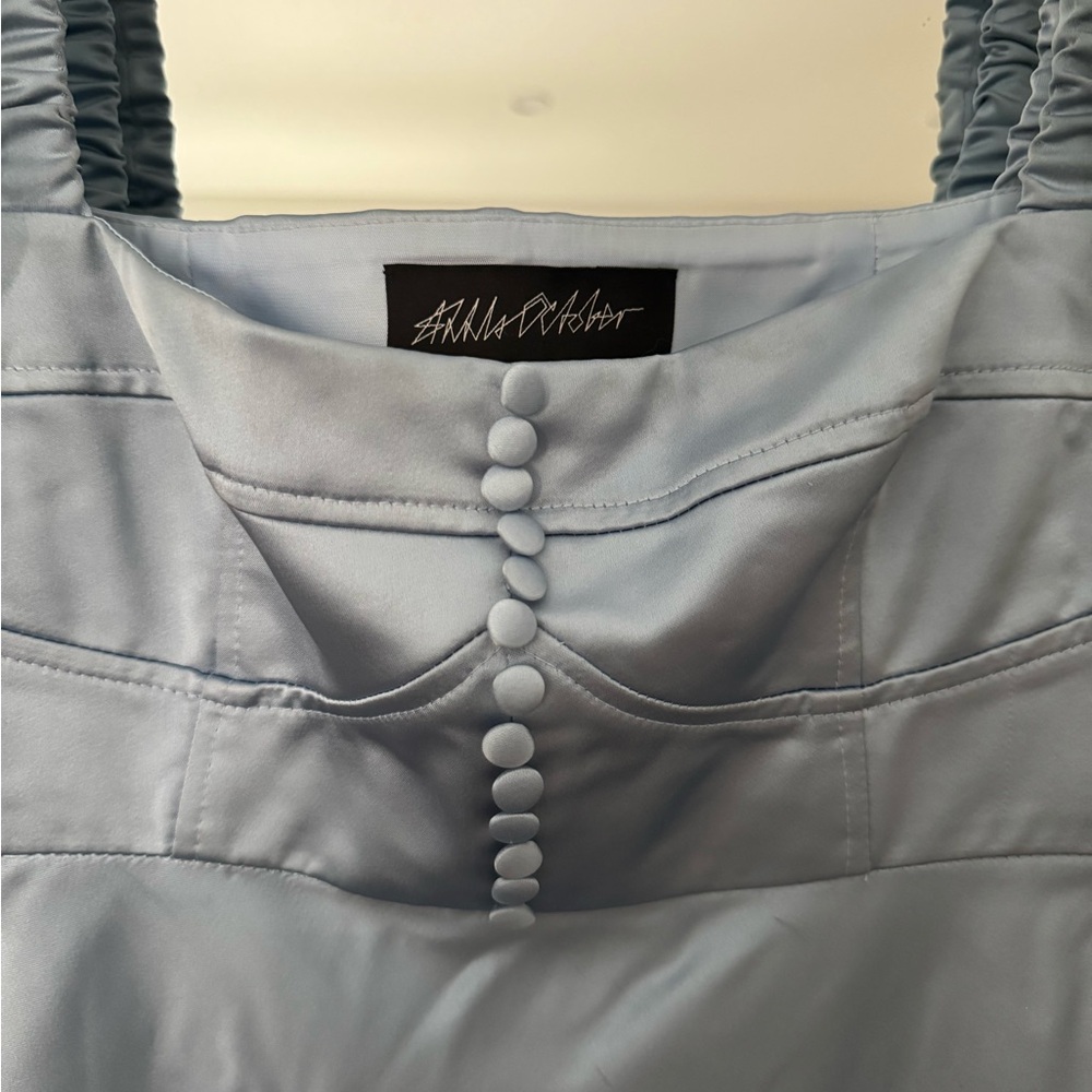 Anna October Blue Satin Midi Dress - Picture 4 of 4